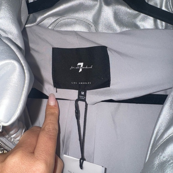 7 For All Mankind Metallic Silver Puffer Jacket - Picture 3 of 5